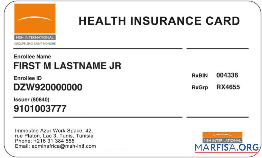 Downloadable Guinea Bissau health insurance card template